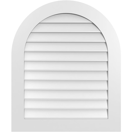 Ekena Millwork Round Top Surface Mount PVC Gable Vent: Non-Functional, w/ 3-1/2"W x 1"P Standard Frame, 30"W x 36"H GVPRT30X3601SN